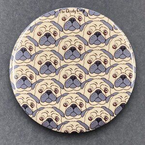 Retro Pug Dog Pinback Button, Magnet, Keychain, Bottle Opener or Mini Ornament